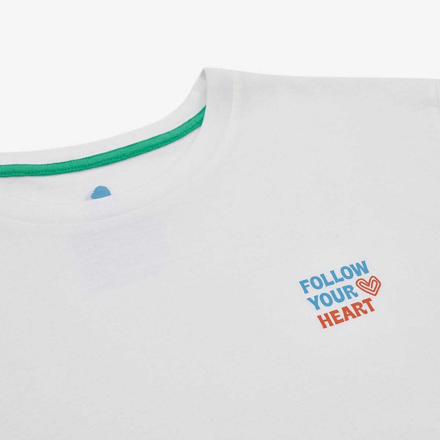 Wholesale T-Shirt Regular Fit Organic Cotton | White Follow Your Heart Camisetas